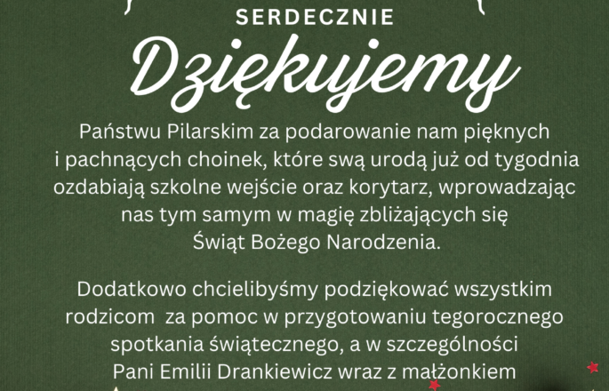 Podziękowania dla rodziców